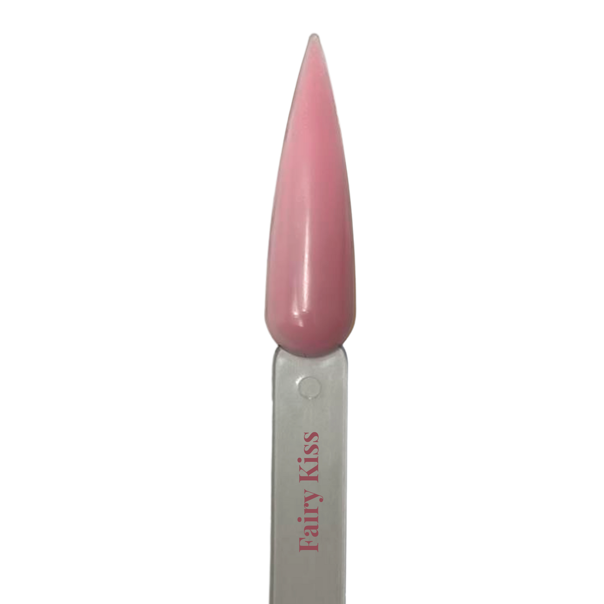 Fairy Kiss tinted rubber base nail swatch in sheer milky pink