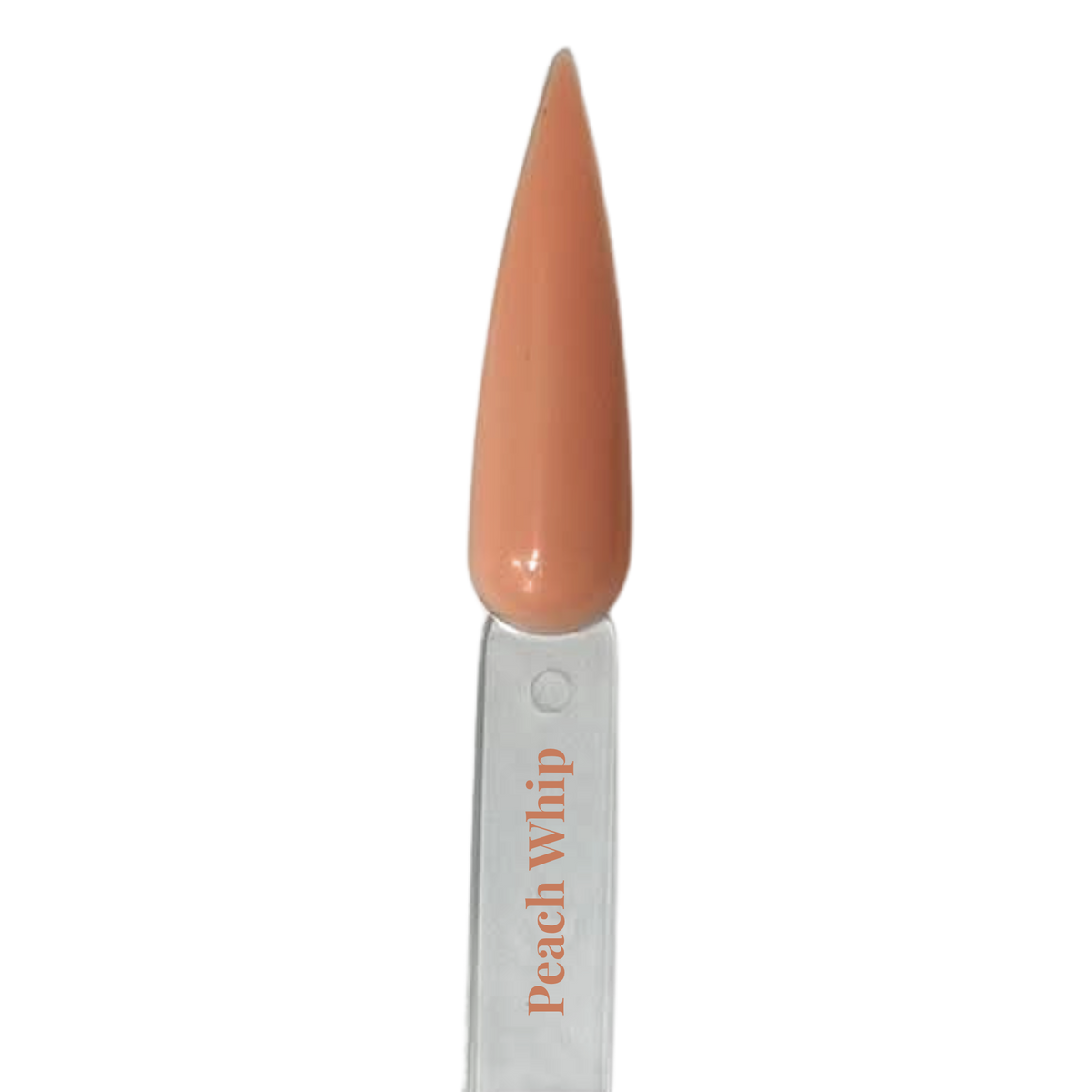 Peach Whip tinted rubber base nail swatch in soft peach nude