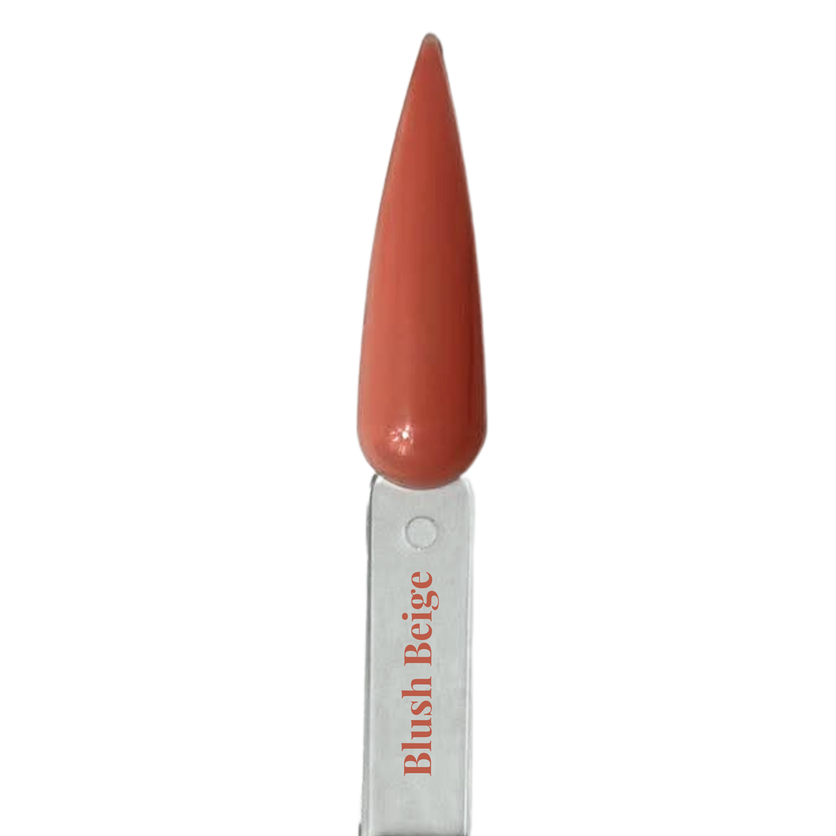 Blush Beige tinted rubber base nail swatch in warm beige nude