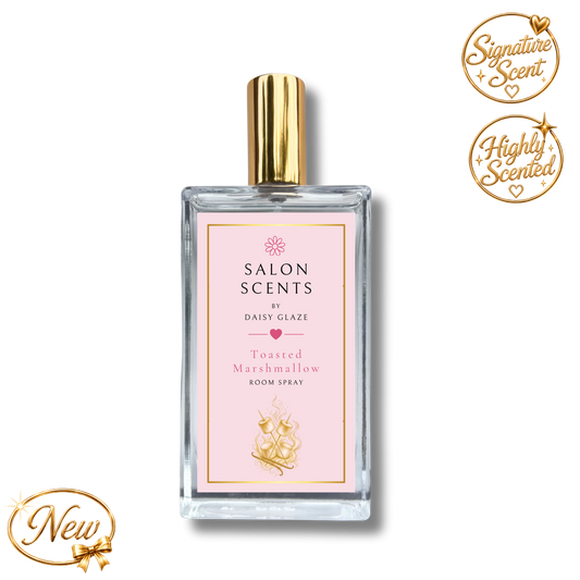 Toasted Marshmallow room spray in a 100ml Daisy Glaze Salon Scents glass bottle