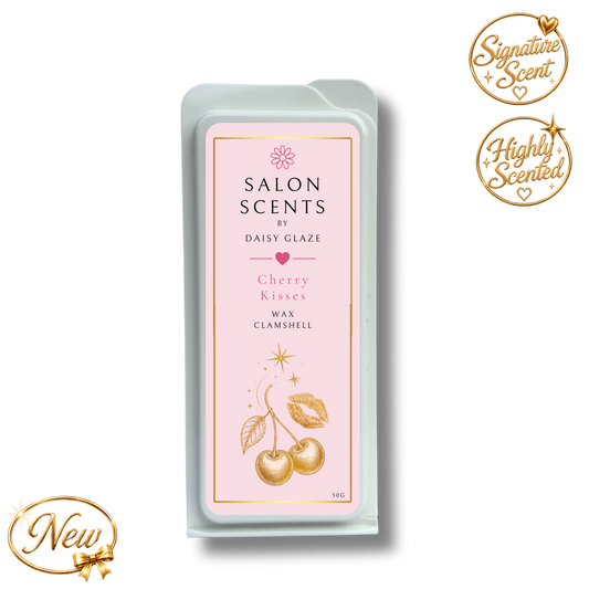 Cherry Kisses wax melt clamshell from the Daisy Glaze Salon Scents range