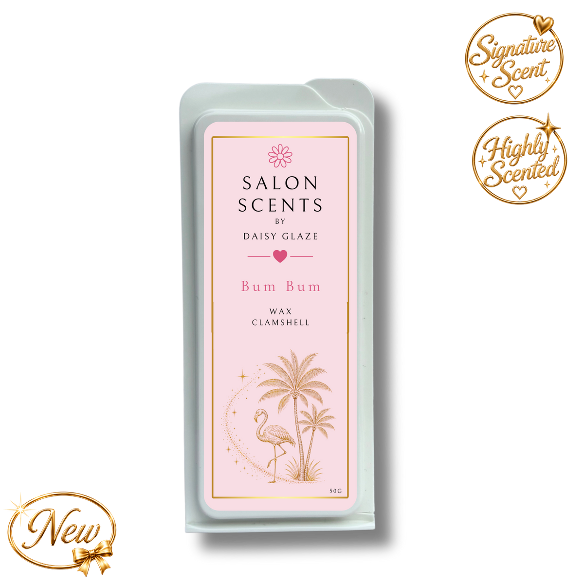 Bum Bum wax melt clamshell from the Daisy Glaze Salon Scents range