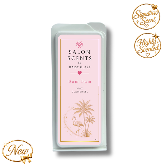 Bum Bum wax melt clamshell from the Daisy Glaze Salon Scents range