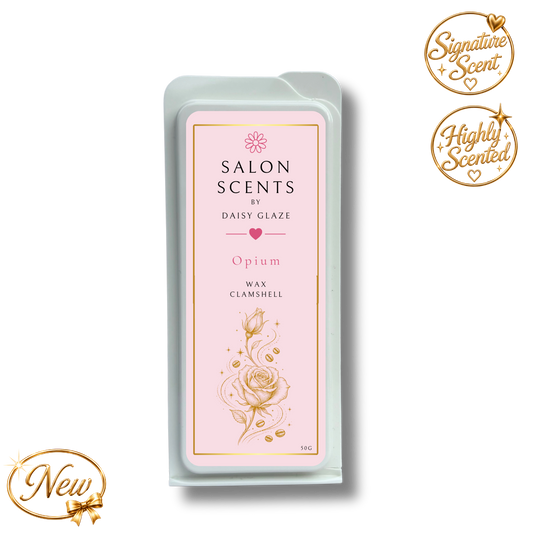 Opium wax melt clamshell from the Daisy Glaze Salon Scents range