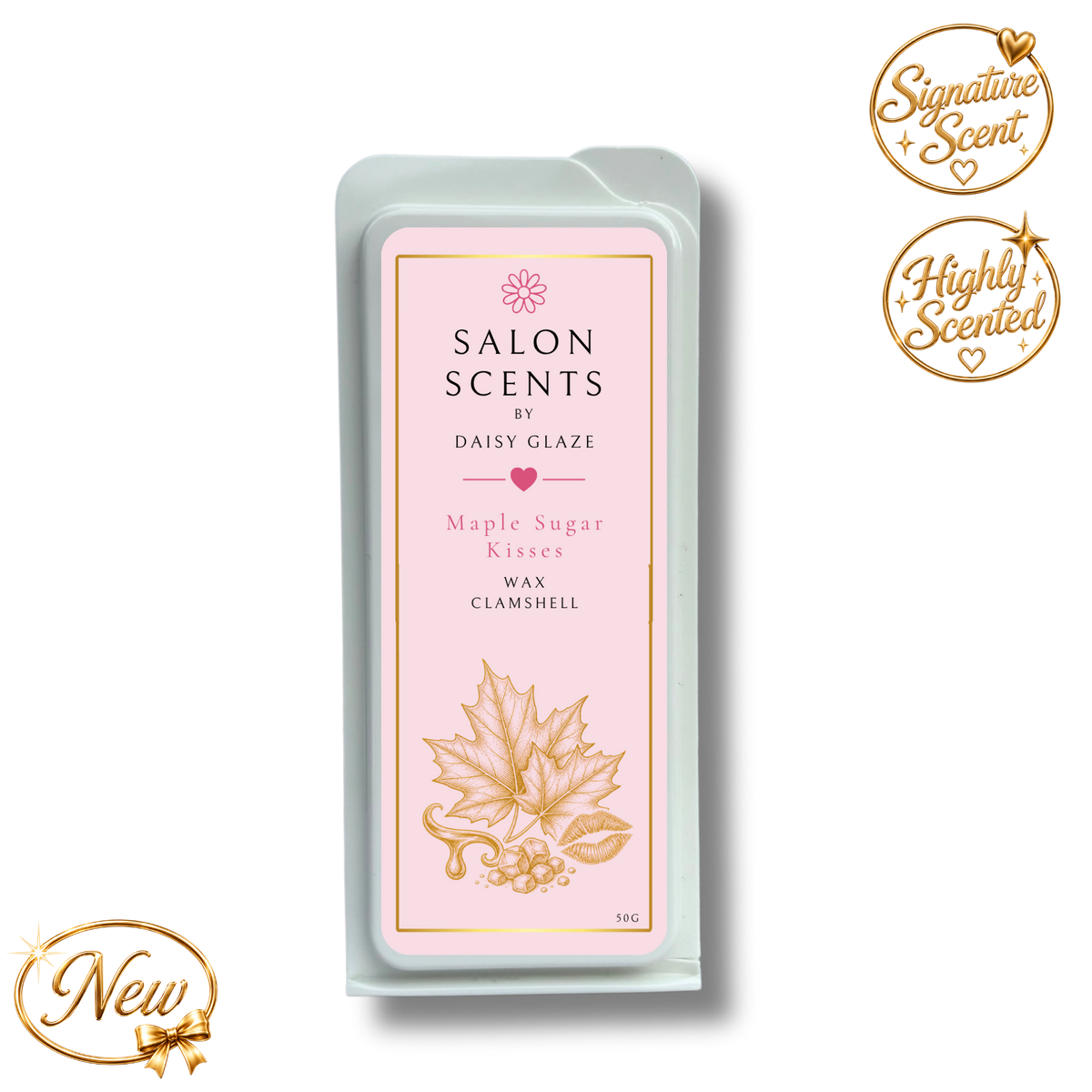 Maple Sugar Kisses wax melt clamshell from the Daisy Glaze Salon Scents range