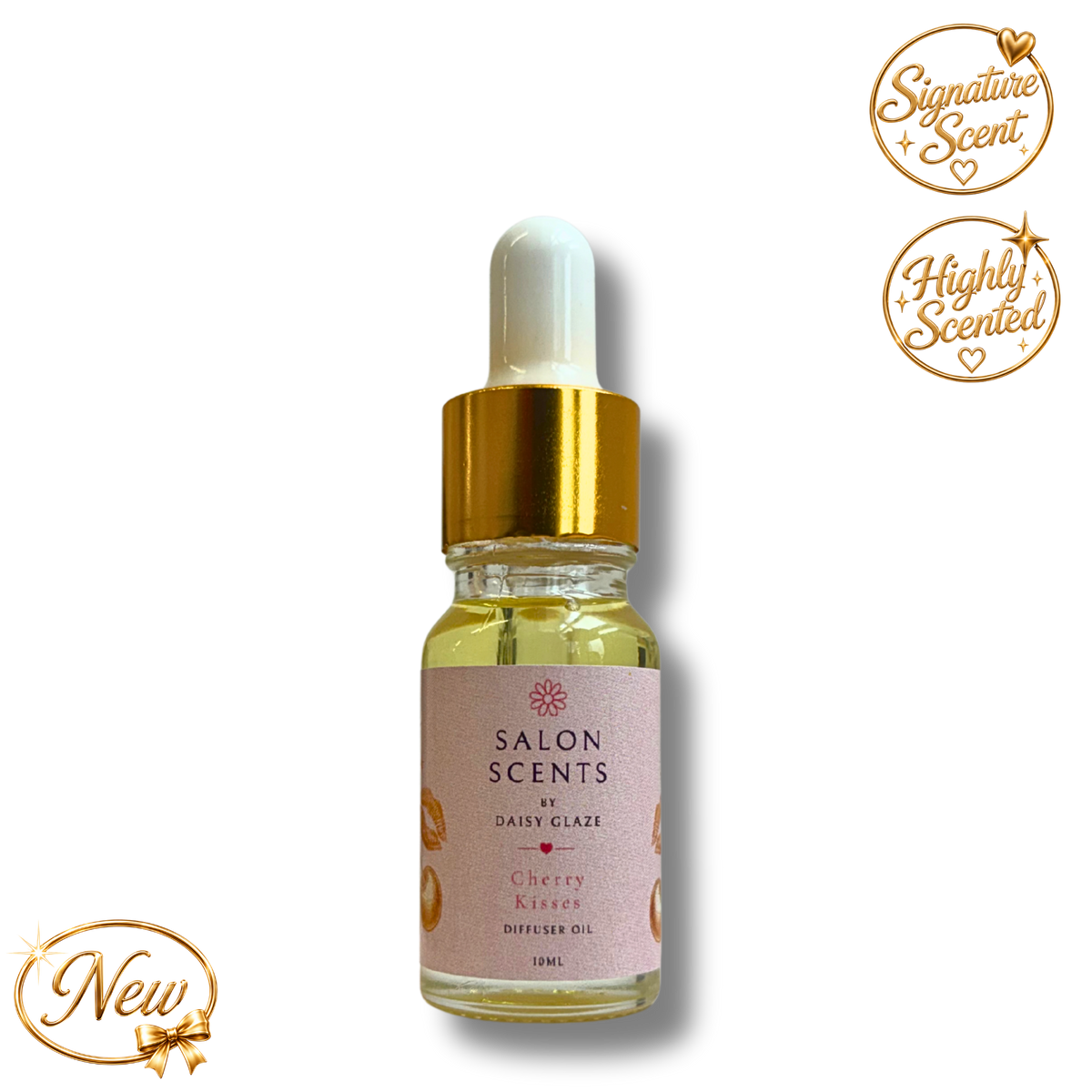 Cherry Kisses diffuser oil in a 10ml Daisy Glaze dropper bottle