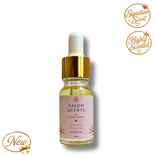 Coconut Vanilla diffuser oil in a 10ml Daisy Glaze dropper bottle