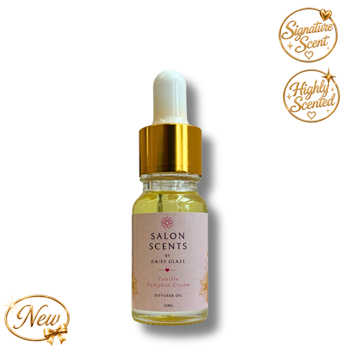 Vanilla Pumpkin Cream diffuser oil in a 10ml Daisy Glaze dropper bottle