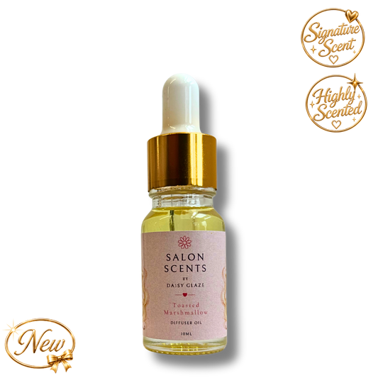 Toasted Marshmallow diffuser oil in a 10ml Daisy Glaze dropper bottle