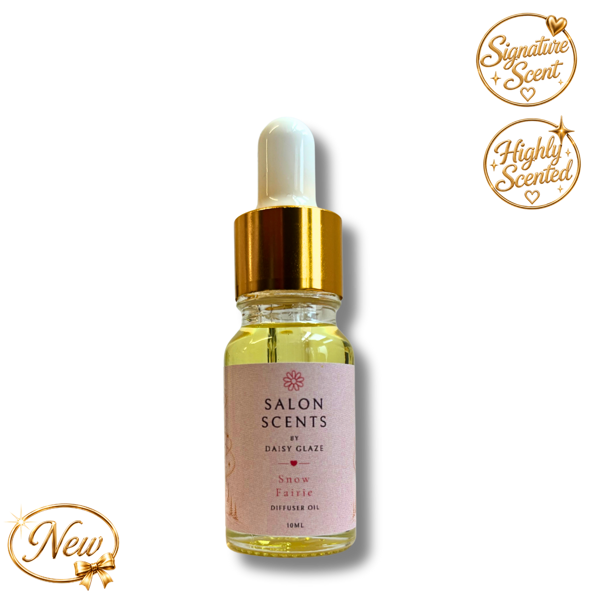 Snow Fairie diffuser oil in a 10ml Daisy Glaze dropper bottle