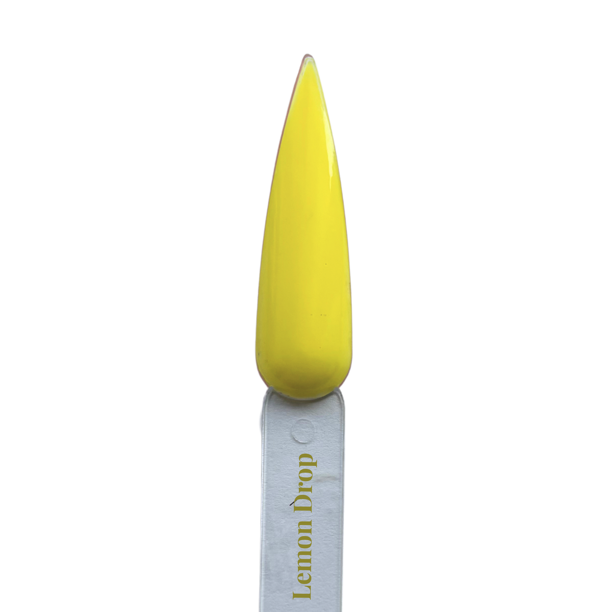 Lemon Drop gel polish nail swatch in bright lemon yellow