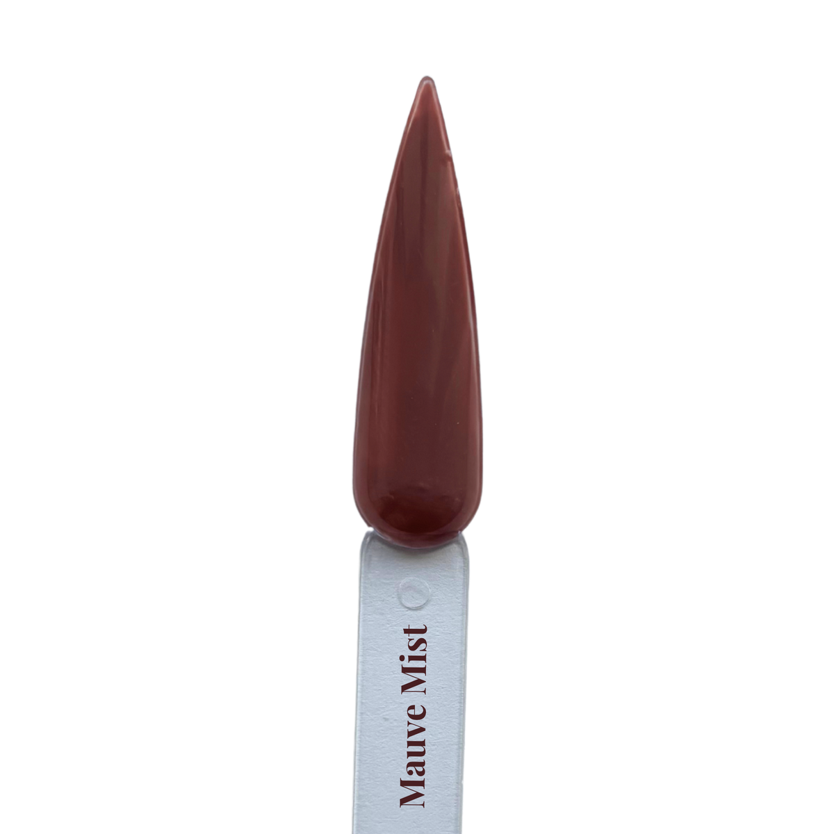 Mauve Mist gel polish nail swatch in deep plum brown