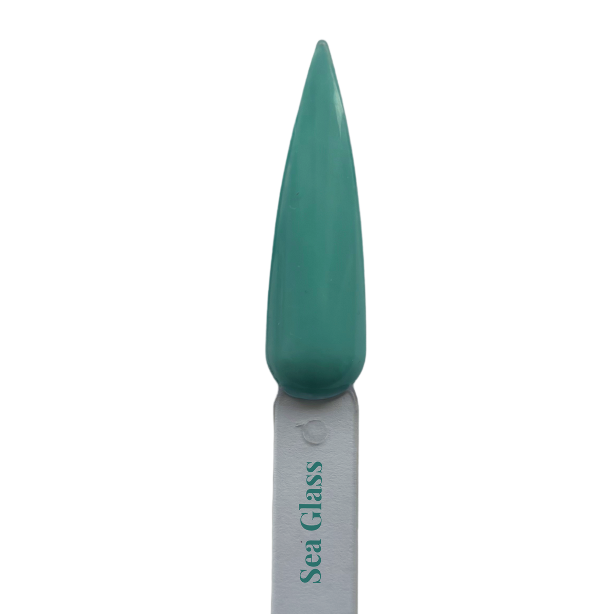 Sea Glass gel polish nail swatch in muted jade green
