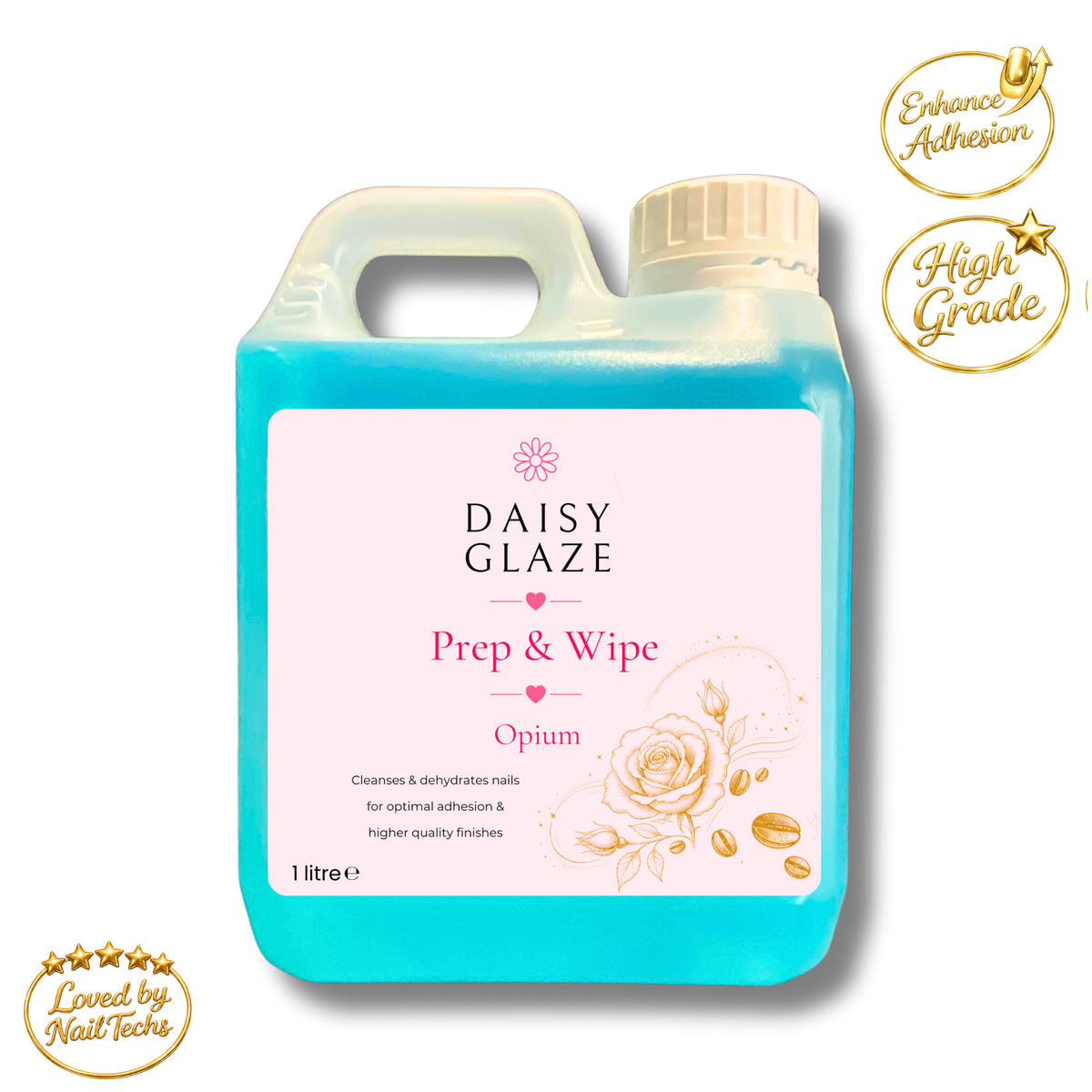 Opium scented prep & wipe in a 1 litre Daisy Glaze bottle