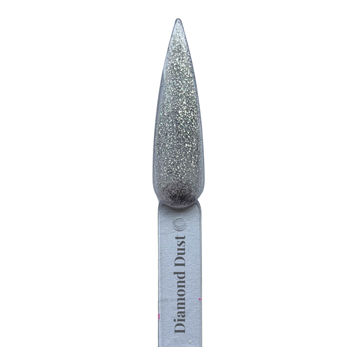 Diamond Dust gel polish nail swatch in sparkling silver glitter