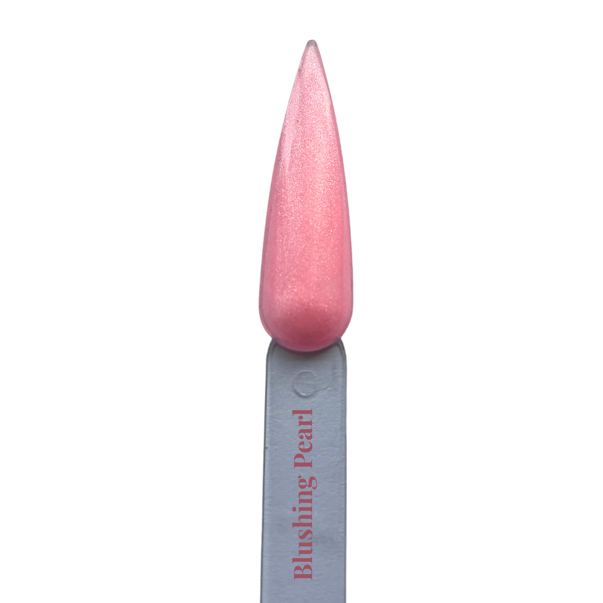 Blushing Pearl gel polish nail swatch in soft pink shimmer