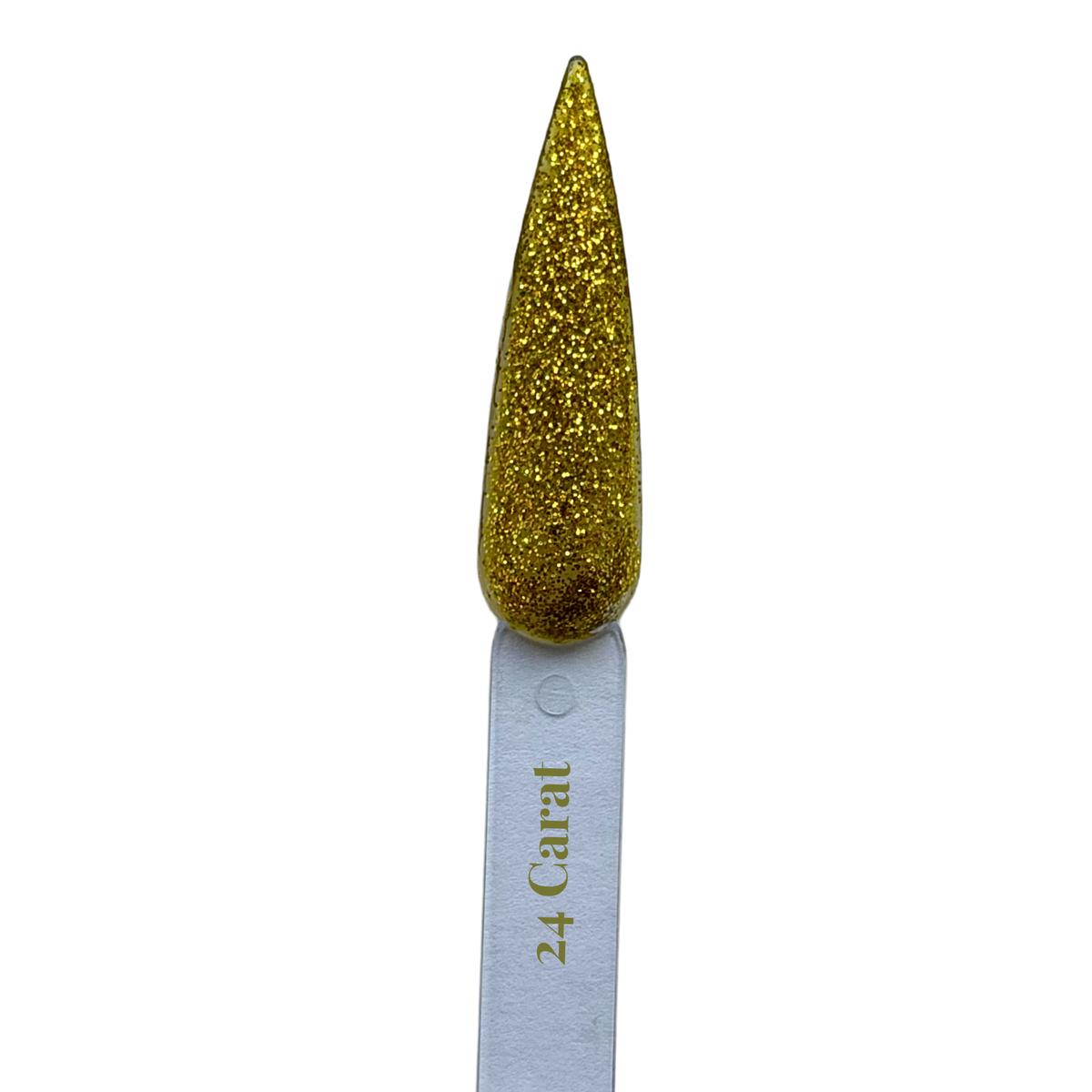 24 Carat gel polish nail swatch in rich gold glitter