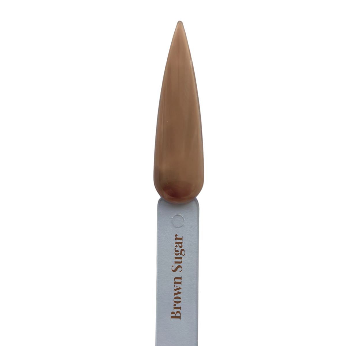 Brown Sugar gel polish nail swatch in warm taupe brown