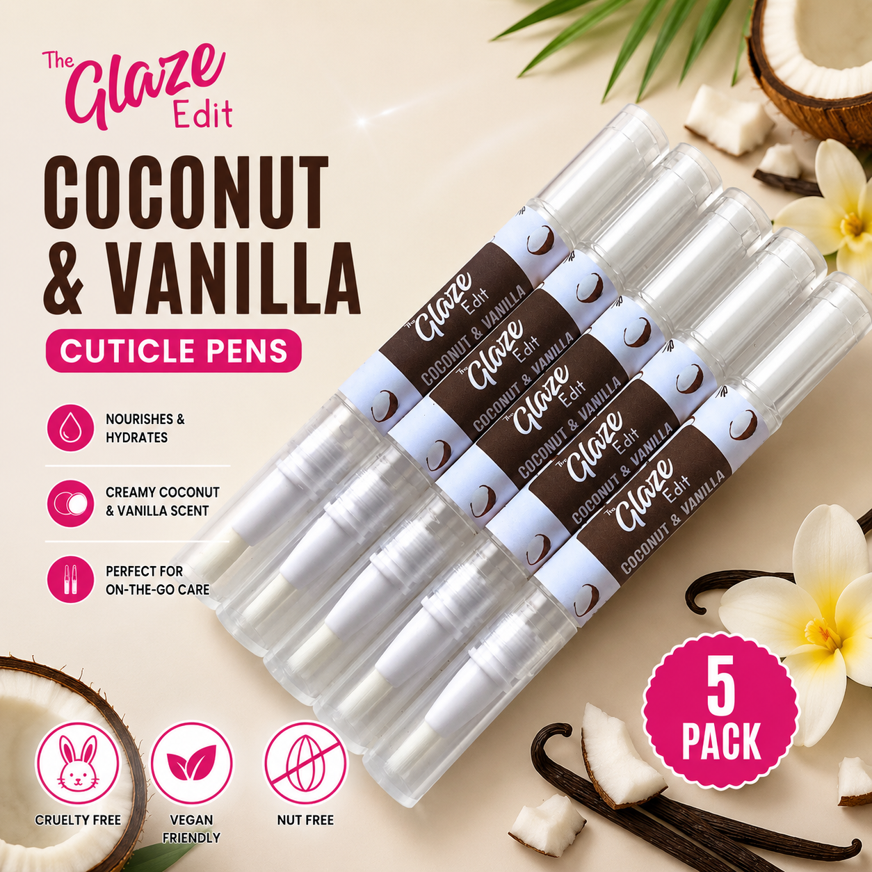 Coconut & Vanilla Cuticle Oil - 5 Pack