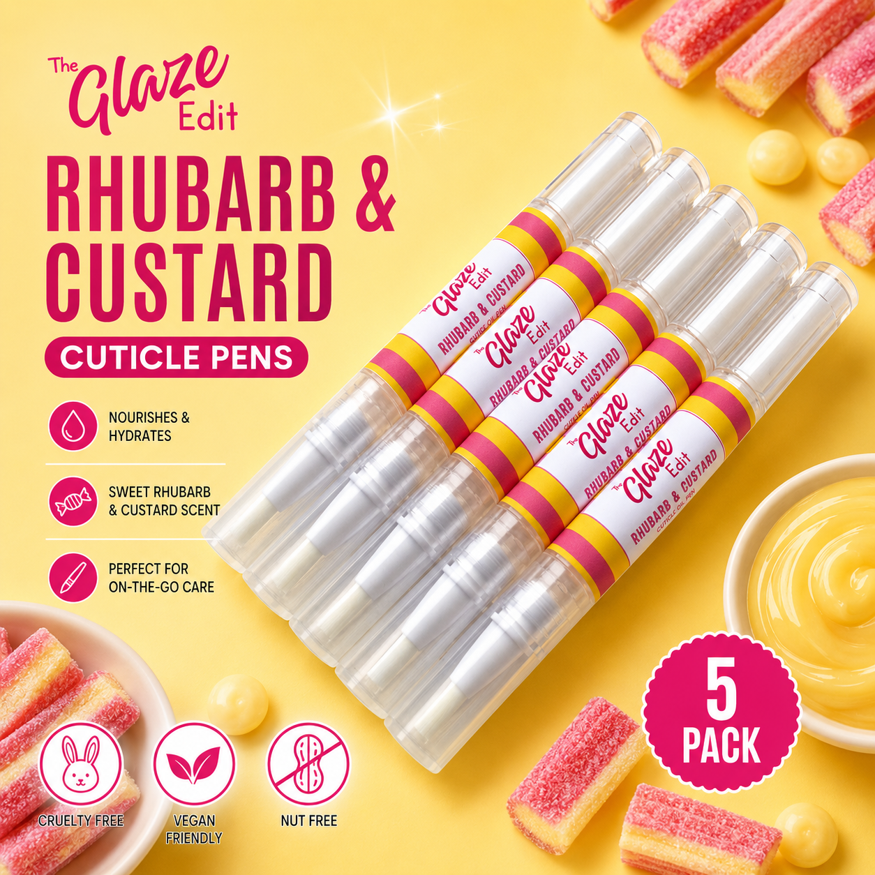 Rhubarb & Custard Cuticle Oil - 5 Pack