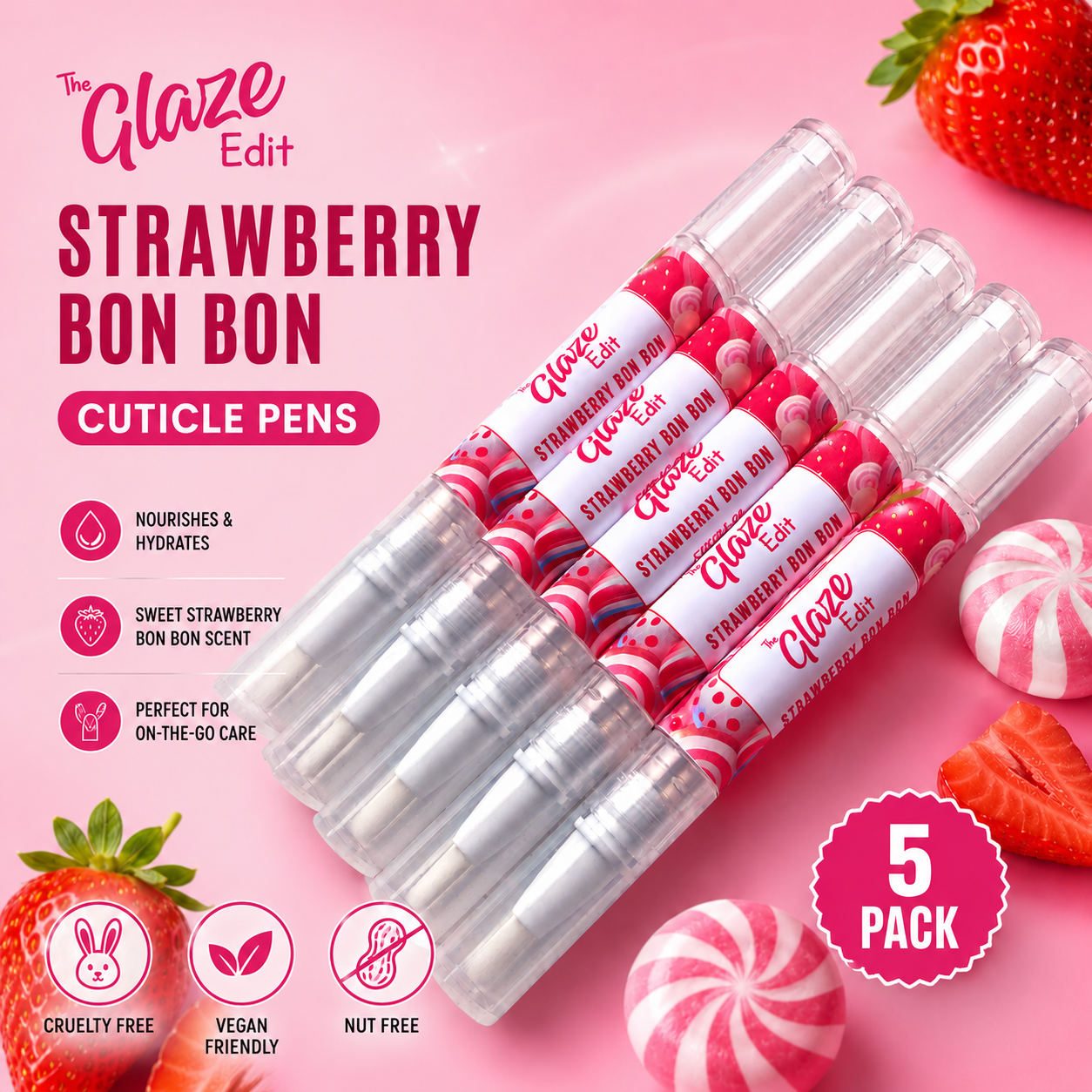 Strawberry Bon Bon Cuticle Oil - 5 Pack