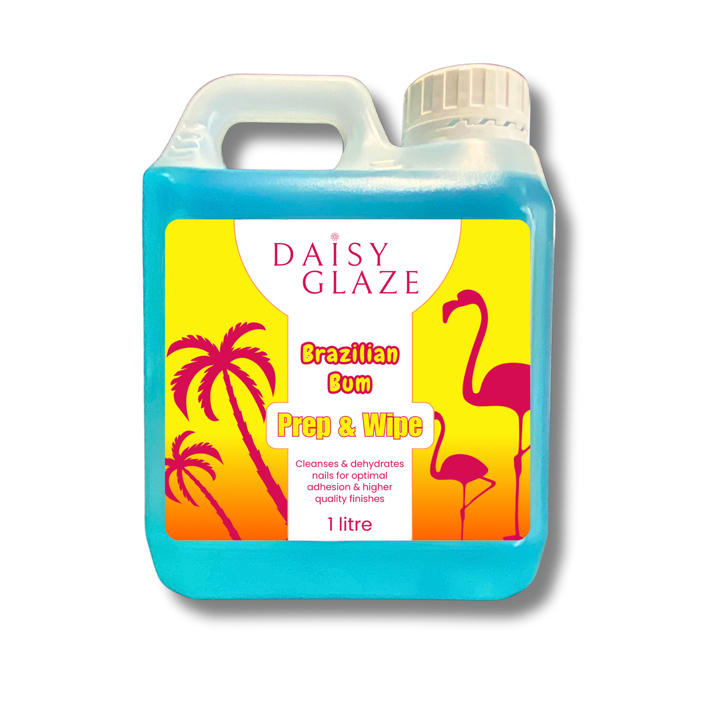 DAISY GLAZE Brazilian Bum Prep & Wipe container with colorful label on a white background